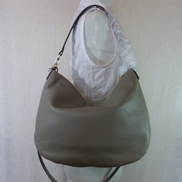 Furla Jo Sabbia Soft Gray Pebbled Leather Shoulder Bag/Crossbody Bag/Hobo Bag - Picture 5 of 12